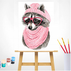 TSVETNOY Gleznošanas komplekts pēc numuriem 30x40cm Raccoon with Glasses, ME1108e