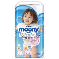 MOONY biksītes meitenēm Airfit L 9-14kg 44 gab