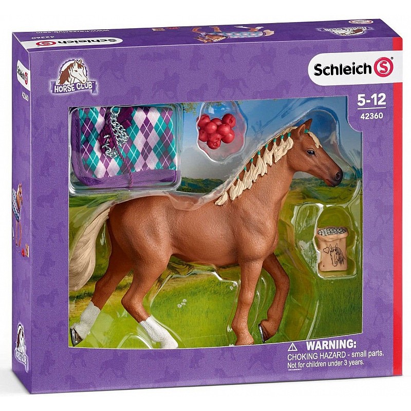 SCHLEICH HORSE CLUB angļu tīrasiņu zirgs ar segu