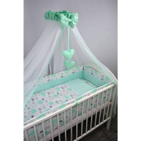 ANKRAS MINT CLOUDS ON WHITE /MINT MINKY Gultas veļas komplekts 6D/120×90/360cm
