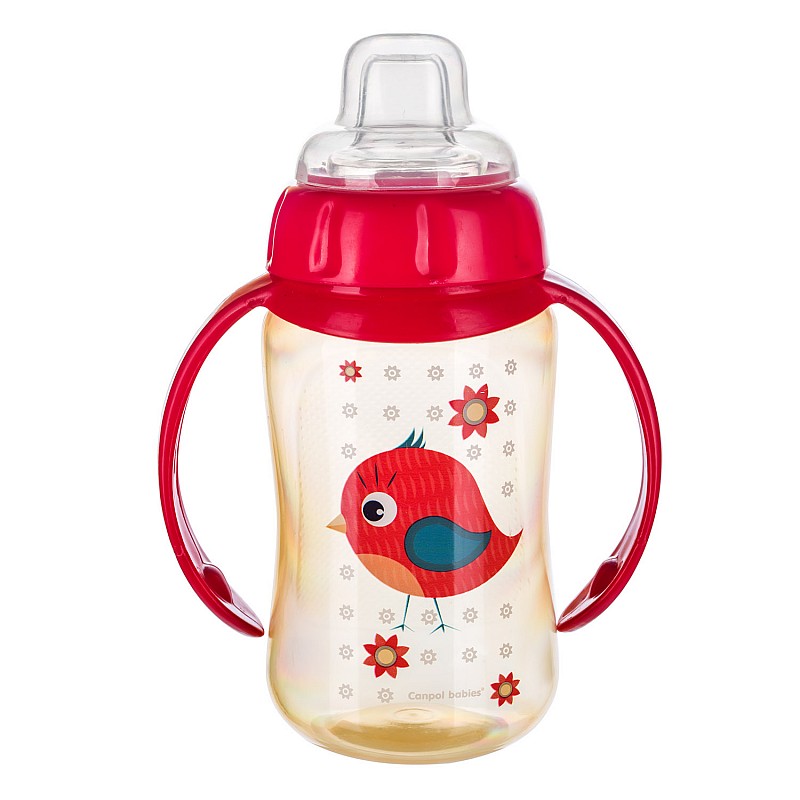CANPOL BABIES Cute animals mācību krūzīte ar mīkstu uzgali 320ml 6m+ 56/512 sarkans ATLAIDE