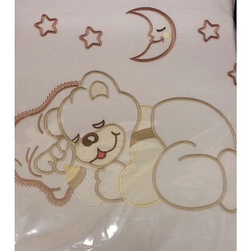 KIECZMERSKI Gultas veļas komplekts no 6 daļām šūpulītīm BEAR ON THE PILLOW, cream