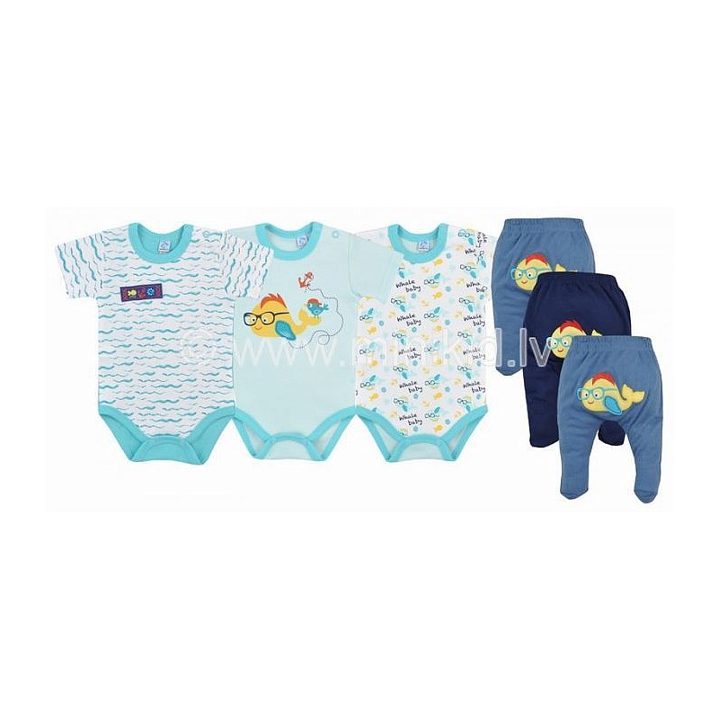 KOALA komplekts (bikses + īsais rāpulītis (Bodijs) "Fish", 86 izm. art.356