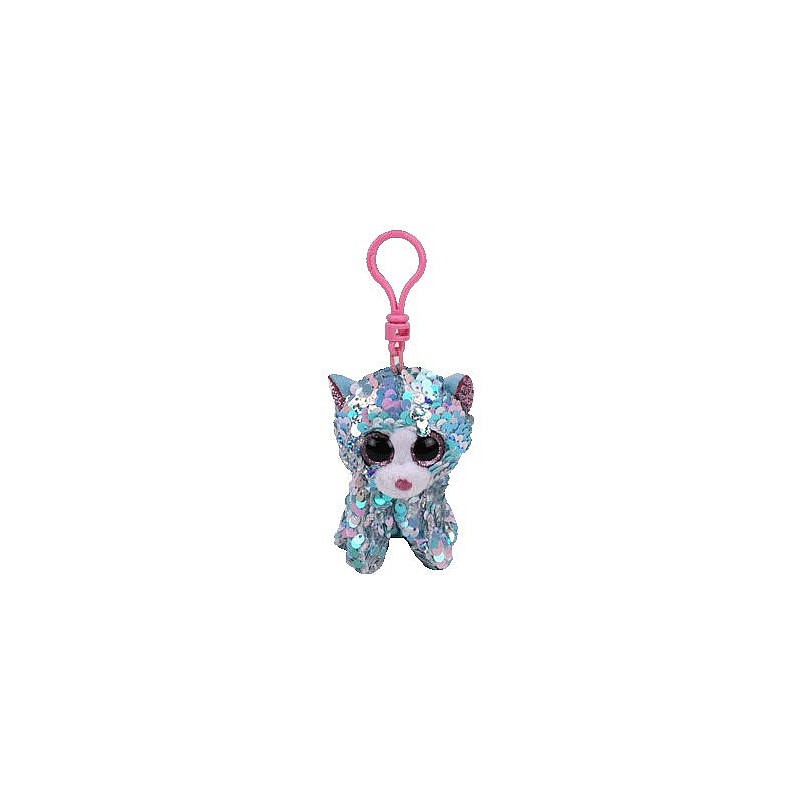 TY Flippables Mīkstā rotaļlieta - piekariņš WHIMSY SEQUIN BLUE CAT 8cm, TY35308