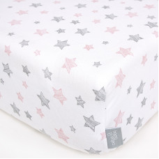 CEBABABY Jersey palags ar gumiju 120x60cm Pink Stars W-823-076-604