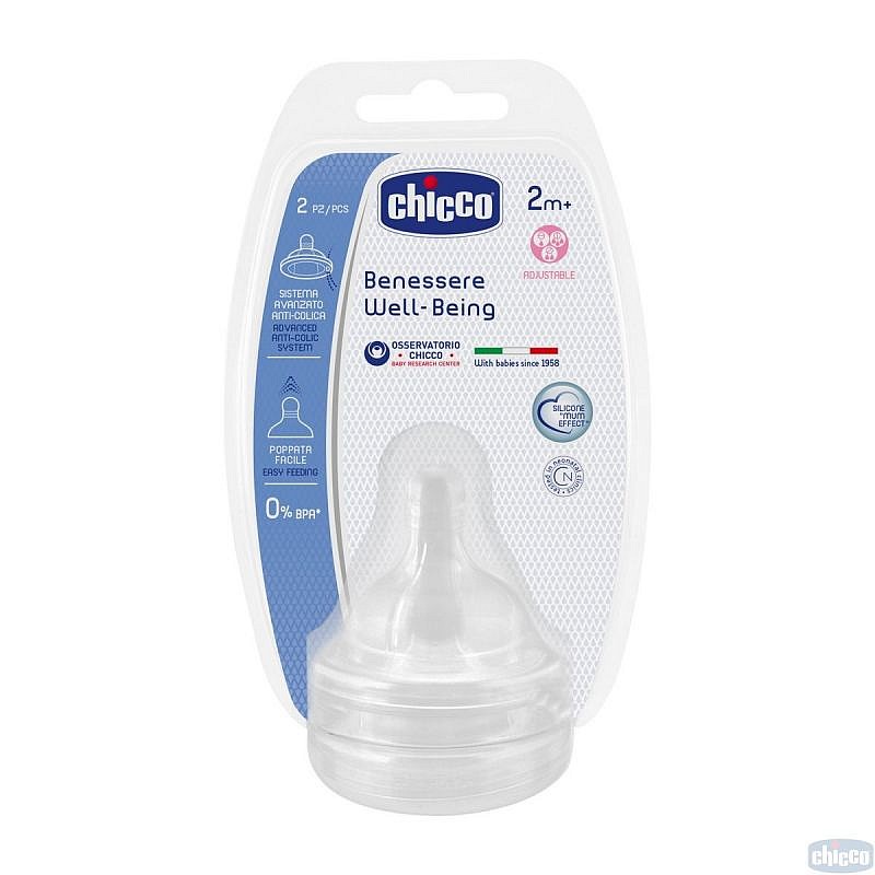 CHICCO WELL-BEING silikona knupītis 2M+, 2gb, 20823.20 IZPĀRDOŠANA