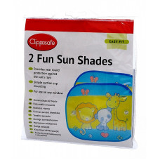 CLIPPASAFE 52/1 Fun Sun Screens (2 Pack) -  Safari Print Auto saulessargs 2 gab, CL521