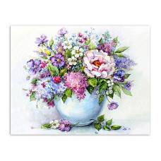 TSVETNOY Dimantu mozaīkas komplekts 40x50cm Delicate flowers in a white vase, LG147e