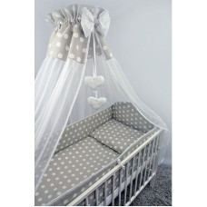 ANKRAS DOTS gultas veļas komplekts no 4 daļām 120x90cm - 360cm - pelēks