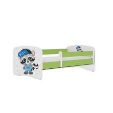 KOCOT KIDS gulta bez atvilktnes ar matraci BABYDREAMS green Raccoon 160x80cm