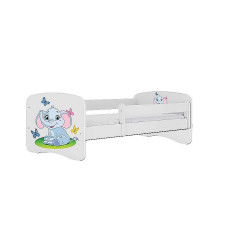 KOCOT KIDS gulta bez atvilktnes ar matraci BABYDREAMS white Baby elephant 180x80cm