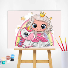 TSVETNOY Gleznošanas komplekts pēc numuriem 20x30cm Little Princess with a Unicorn, MC1095e