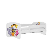 KOCOT KIDS gulta bez atvilktnes ar matraci BABYDREAMS white Zoo 160x80cm