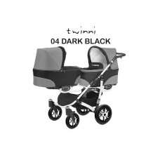 BABYACTIVE TWINNY CLASSIC dvīņu rati Dark Black - 04 melns ar baltu rāmi