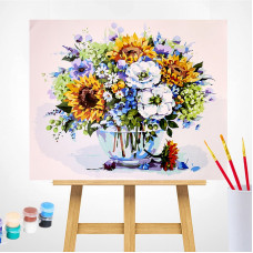 TSVETNOY Gleznošanas komplekts pēc numuriem 40x50cm Summer Bouquet with Sunflowers, MG2182e