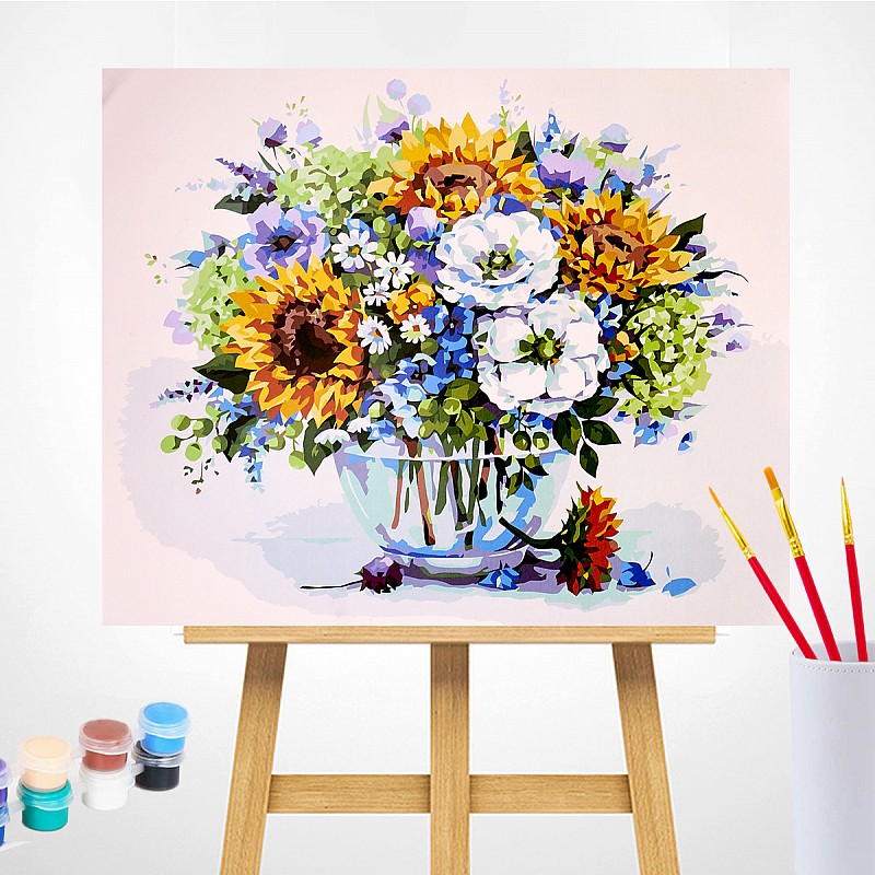 TSVETNOY Gleznošanas komplekts pēc numuriem 40x50cm Summer Bouquet with Sunflowers, MG2182e