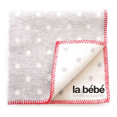 LA BEBE Natural Lambswool Bērnu dabīgas vilnas sega 100x70cm - Cosy Grey/Red Dots, Art.76557