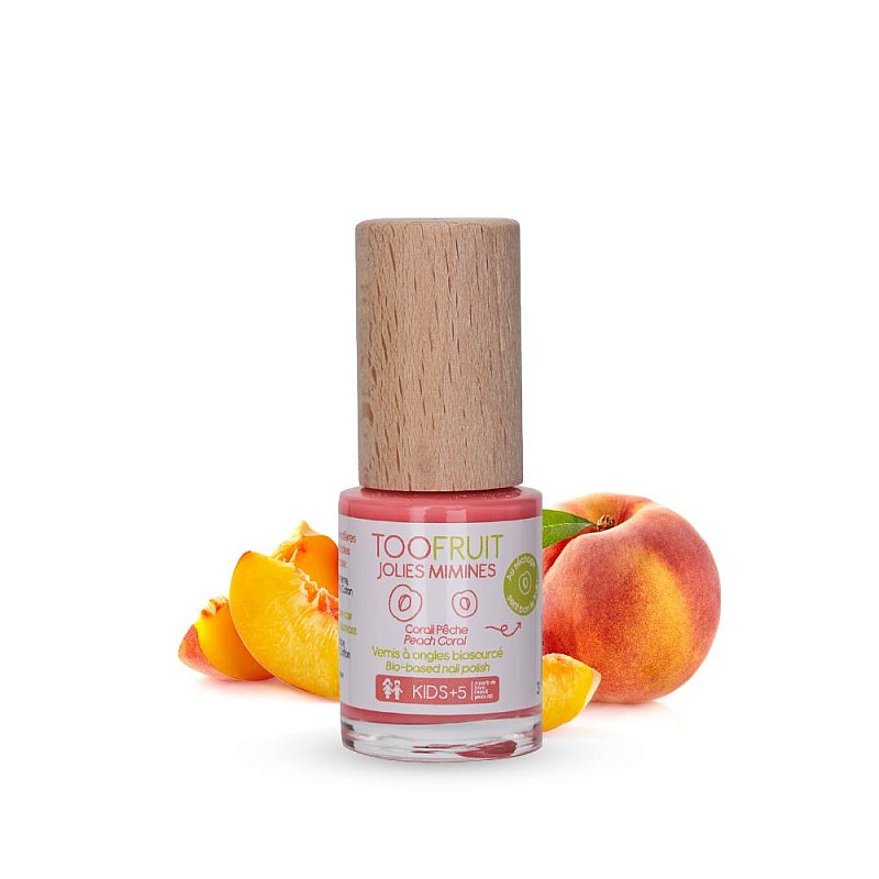 TOOFRUIT Jolies Mimines persiku krāsas dabīgā nagu laka ar persiku aromātu bērniem, 10 ml, 10 ml PF064