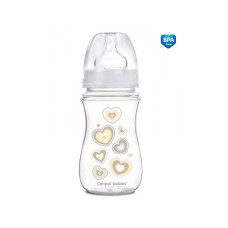 CANPOL BABIES Wide Neck EasyStart Newborn Baby PP pudelīte 240ml ar platu kaklu un silikona knupīti 3m+, 35/217 bēša