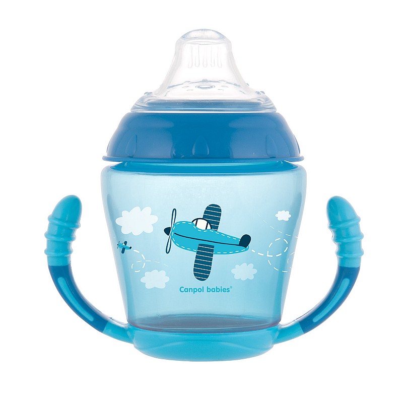 CANPOL BABIES TOYS krūzīte ar rokturiem 9m+ 230ml 56/502 blue ATLAIDE