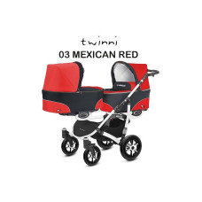 BABYACTIVE TWINNY CLASSIC dvīņu rati Mexican Red - 03 sarkans ar baltu rāmi