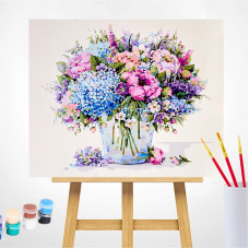 TSVETNOY Gleznošanas komplekts pēc numuriem 40x50cm Summer Bouquet with Blue Hydrangea, MG2181e