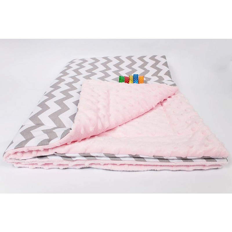 ANKRAS MINKY ZigZag pleds 75x100cm pelēks-rozā