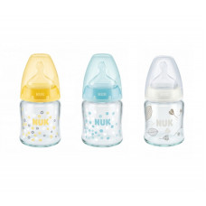 NUK First Choice Plus Stikla pudele 120ml ar silikona knupīti 0-6mēn. SD45 10747052 1gb