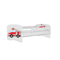 KOCOT KIDS gulta bez atvilktnes ar matraci BABYDREAMS white Fire brigade 140x70cm