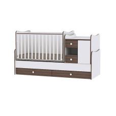 LORELLI MINI MAX bērnu gulta 190x72cm - WHITE/WALNUT