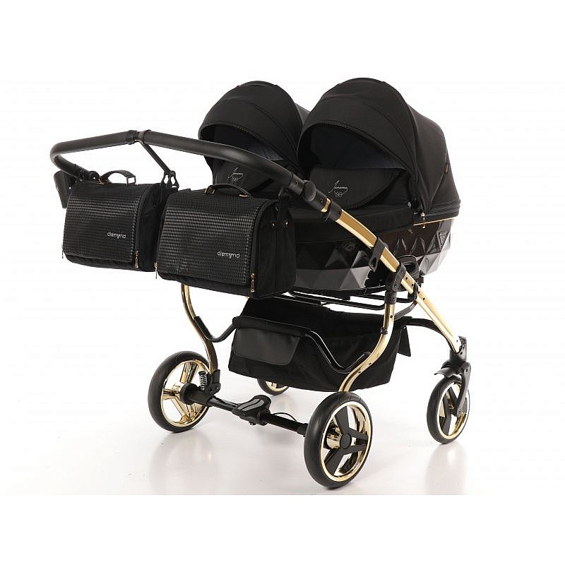 JUNAMA V3 DUO S LINE dvīņu rati 2in1, 02 BLACK + GOLD