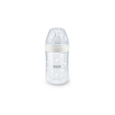 NUK Nature Sense polipropilēna pudele ar temperatūras indikatoru 260ml silikona knupis, izmērs М, 10741963 SP21 balta (367482) IZPĀRDOŠANA