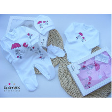 GAMEX komplekts no 5 daļām BIRDS (476) 430662, 56 izm. white/pink