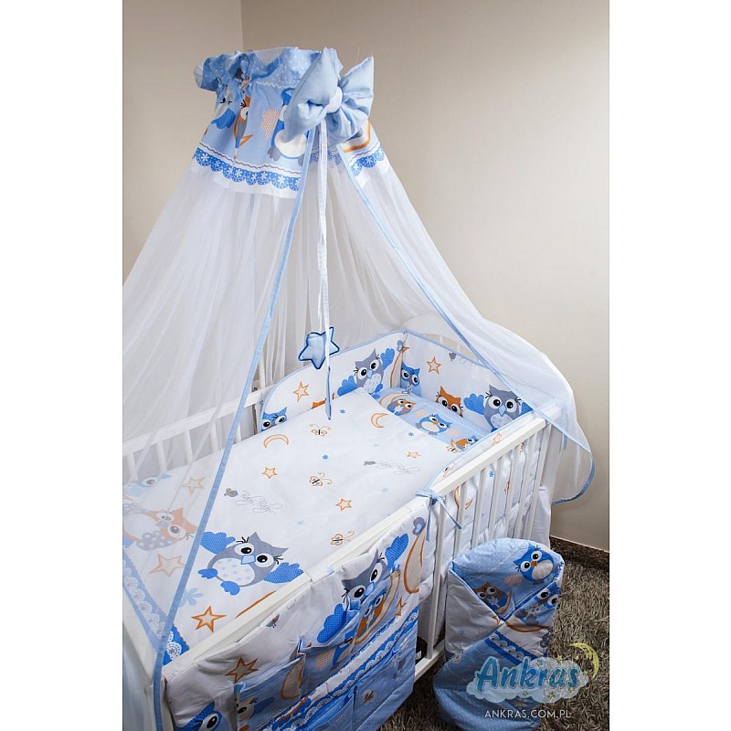 ANKRAS OWLS Gultas veļas komplekts no 6 daļām 135x100/180cm - zils