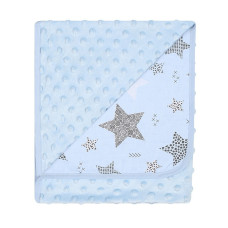 DUET BABY Pleds Minky+Cotton Print  art. 625 STARS blue (746256)