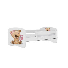 KOCOT KIDS gulta bez atvilktnes ar matraci BABYDREAMS white Teddybear flowers 160x80cm