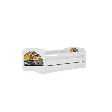 KOCOT KIDS gulta ar atvilktni un matraci BABYDREAMS white Truck 160x80cm