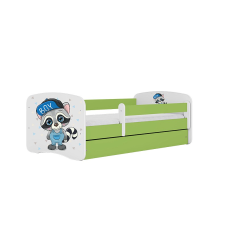 KOCOT KIDS gulta ar atvilktni un matraci BABYDREAMS green Raccoon 180x80cm