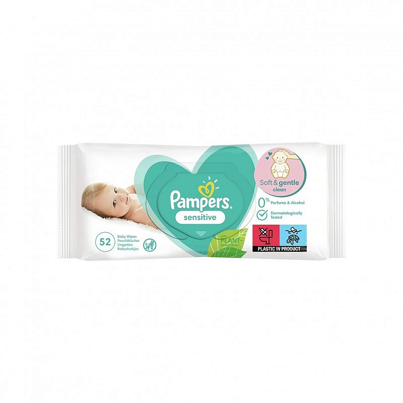 Pampers mitrās salvetes Sensitive 52 gab.