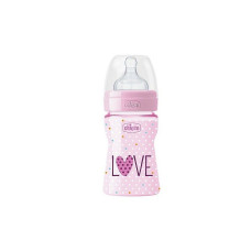 CHICCO Well-being LOVE pudele ar silikona knupīti 150ml., 09561.00 rozā IZPĀRDOŠANA