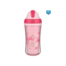 CANPOL BABIES Jungle pudelīte ar salmiņu un dubulto sieniņu 260ml 74/050 Flamingo ATLAIDE