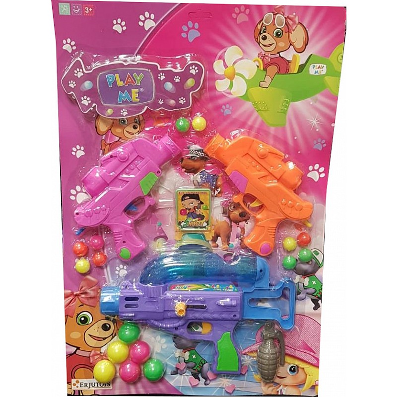 ERJUTOYS PLAY ME Bumbiņu pistoles komplekts (3gb), JU10176 JU10645 VASARAS IZPĀRDOŠANA