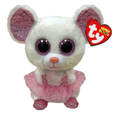 TY Beanie Boos Mīkstā rotaļlieta NINA white ballerina mouse TY36365 IZPĀRDOŠANA