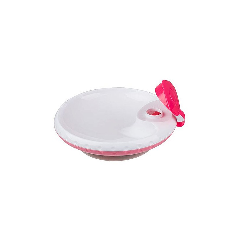 BABYONO Siltumu uzturošs šķīvis ar piesūcekni 1070/02 rozā ATLAIDE