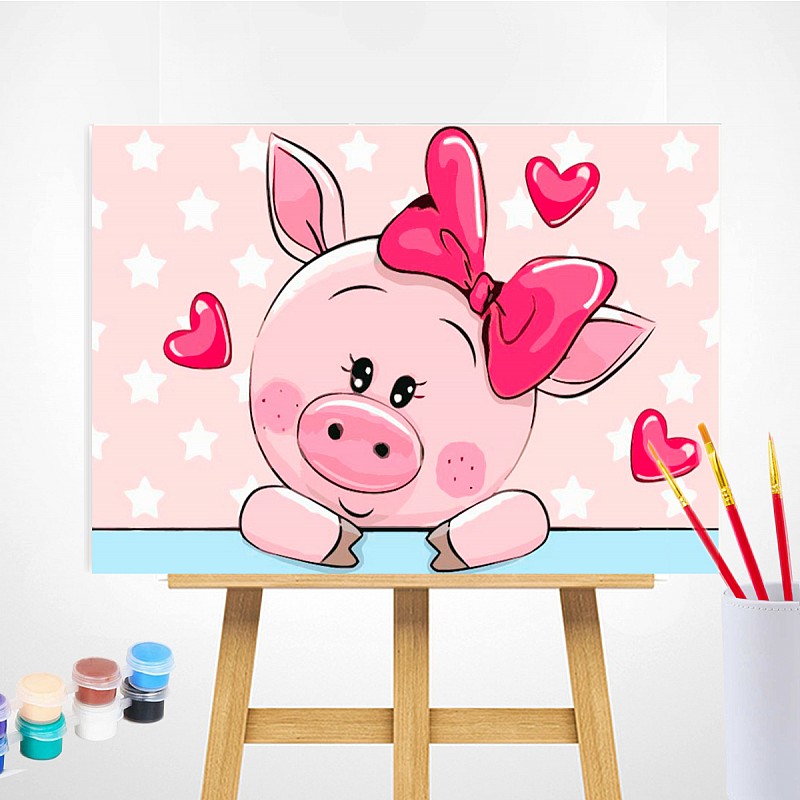 TSVETNOY Gleznošanas komplekts pēc numuriem 20x30cm Piggy in Love, MC1080e