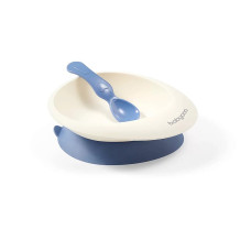 BABYONO Bļoda ar karoti un piesūcekni 230ml 6m+, 1077/01 blue