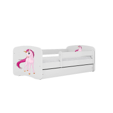 KOCOT KIDS gulta ar atvilktni un matraci BABYDREAMS white Unicorn 160x80cm