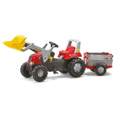 ROLLY TOYS pedāļu traktors-iekrāvējs ar piekabi Rolly Junior RT 811397 sarkans