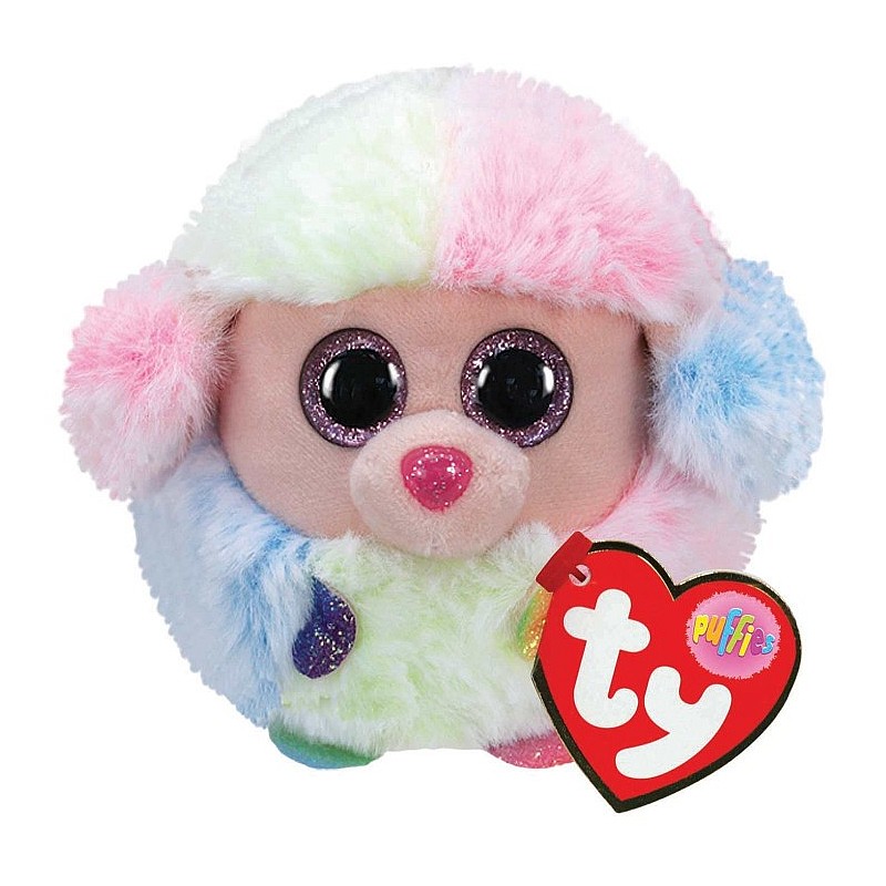 TY PUFFIES Mīkstā rotaļlieta Rainbow poodle 8cm, TY42511 IZPĀRDOŠANA