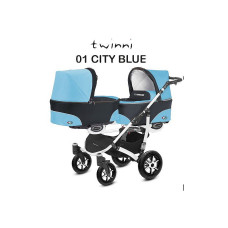 BABYACTIVE TWINNY CLASSIC dvīņu rati Citi Blue - 01 gaiši zils ar baltu rāmi